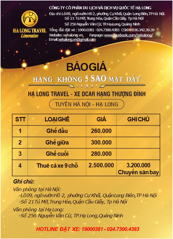 bao gia limoousine ha long travel