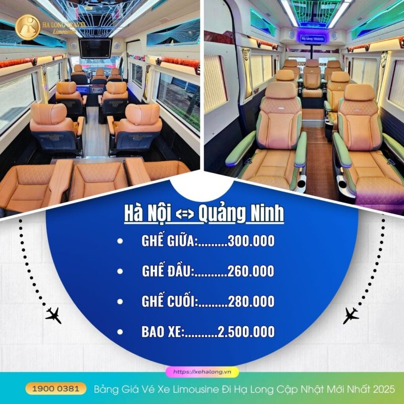 Bảng giá vé xe limousine đi hạ long cập nhật mới nhất 2025