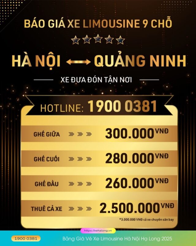 Tham khảo bảng giá vé xe limousine Hà Nội – Hạ Long