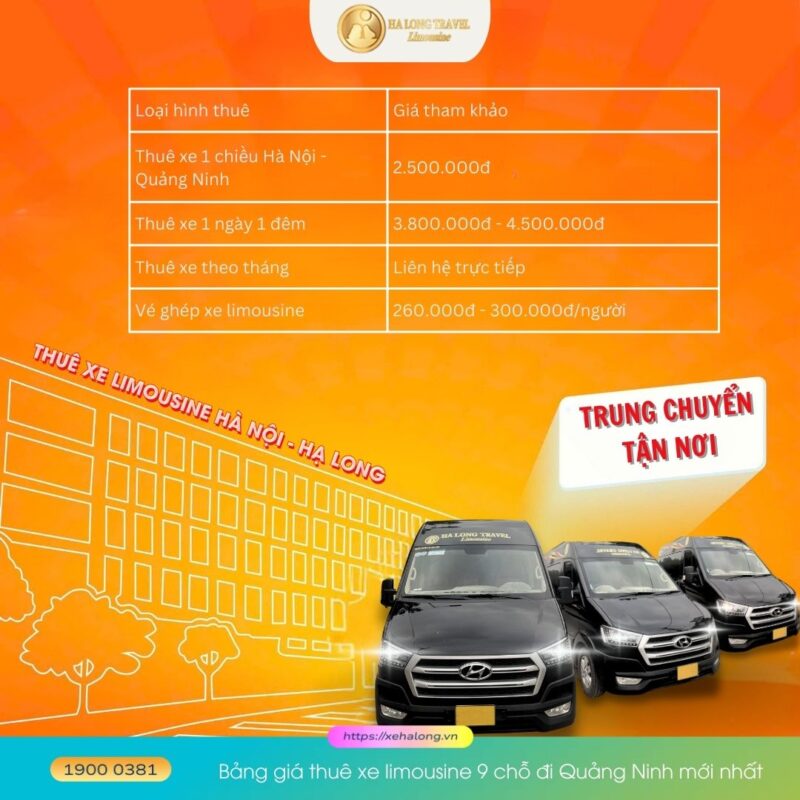 Bảng giá thuê xe limousine 9 chỗ đi Quảng Ninh mới nhất